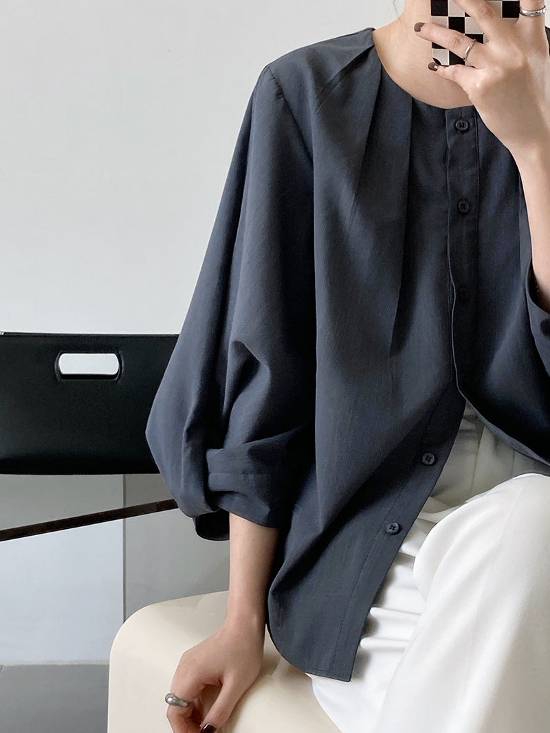 puff sleeve pleated blouse 3color 【NINE7241】