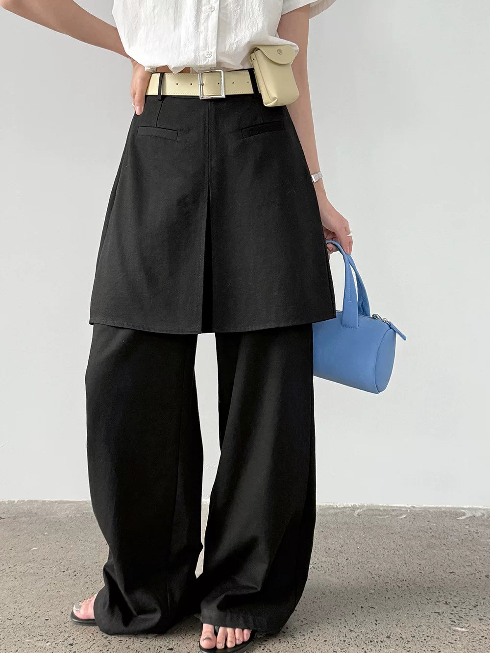 skirt layered wide straight pants 2color 【NINE7012】