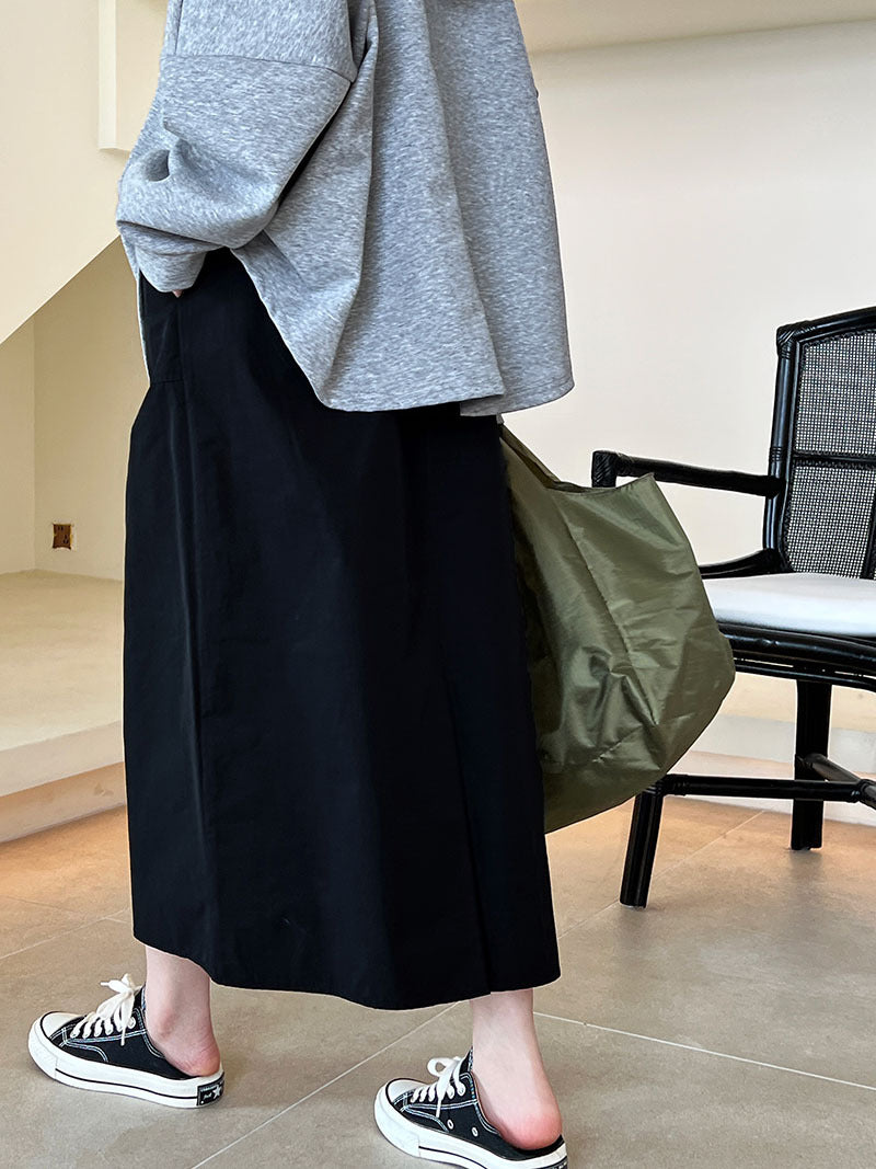 casual drawstring straight long skirt 2color 【NINE7256】