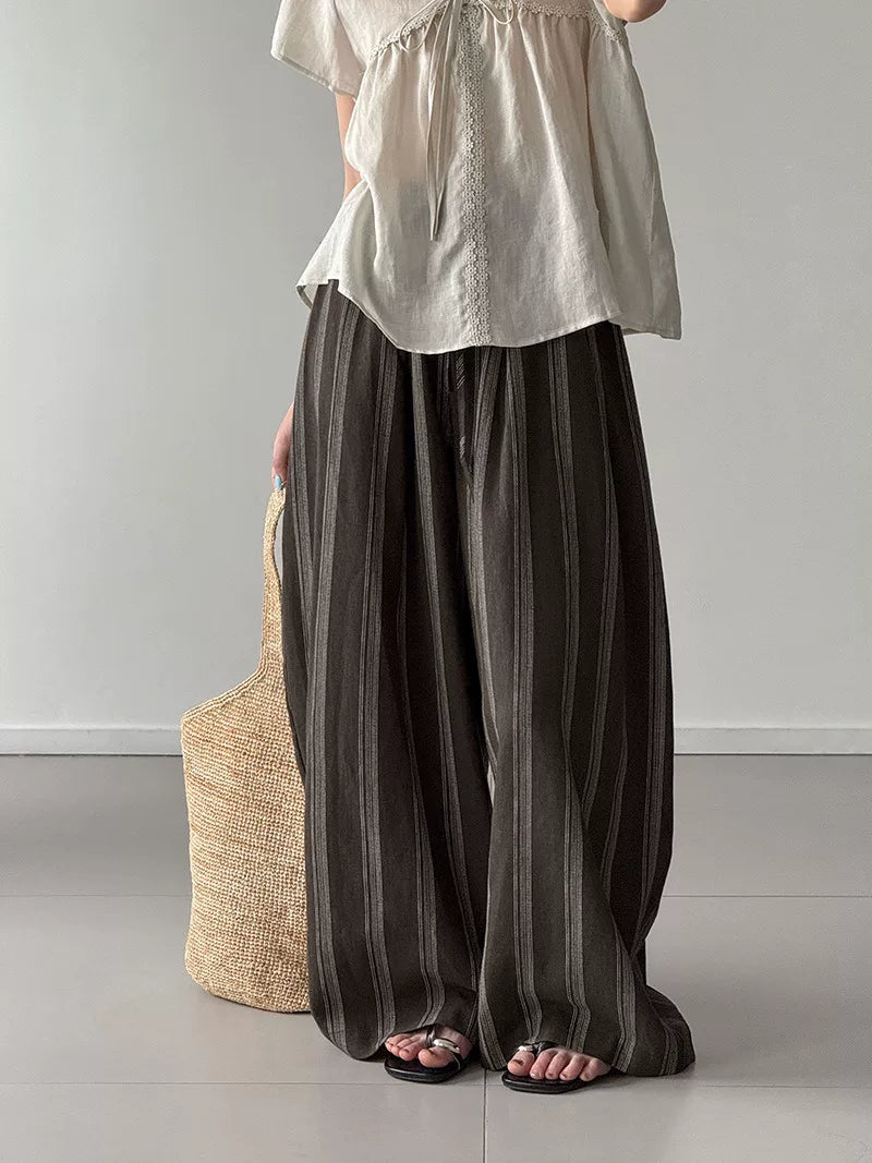 striped wide leg pants 1color 【NINE7022】