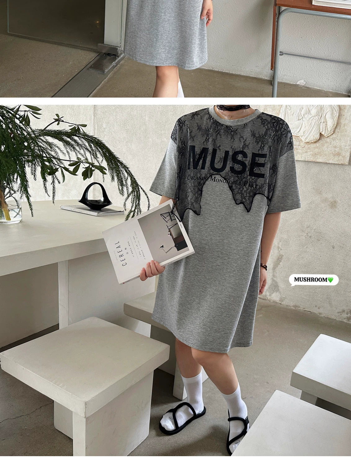 MUSE print lace splicing dress 1color 【NINE7111】