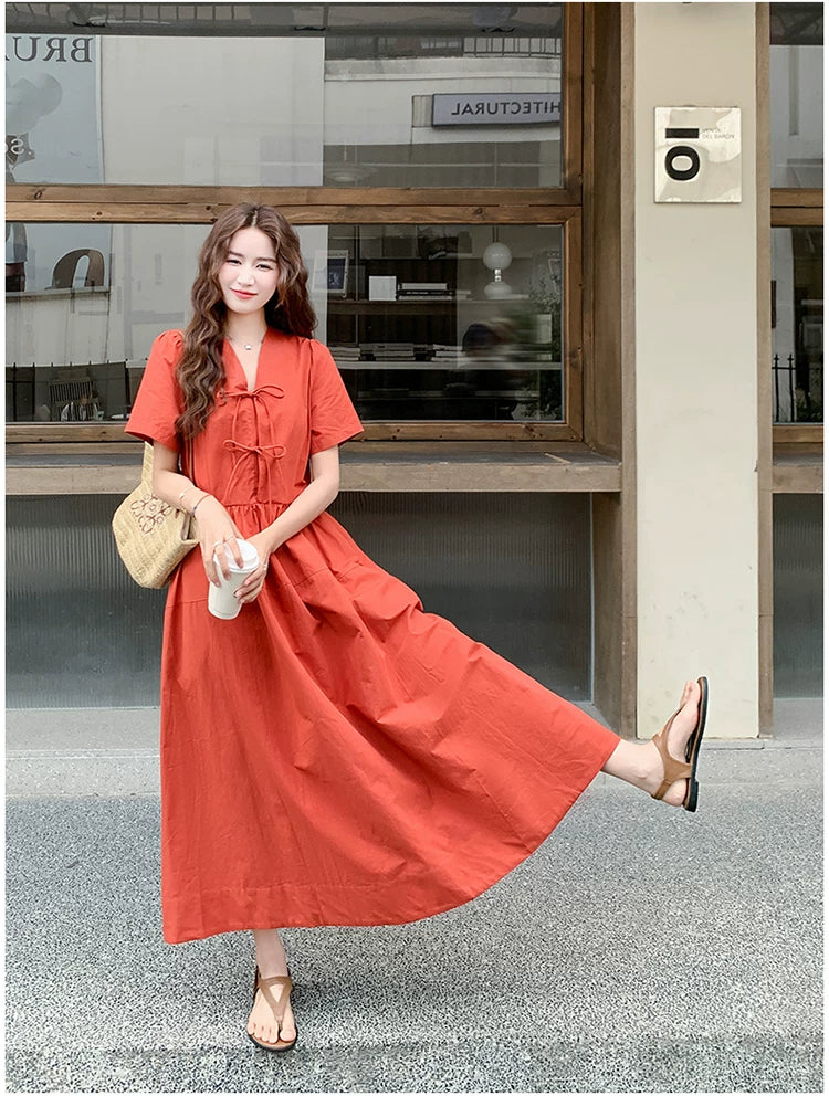 vneck aline french dress 1color 【NINE7135】