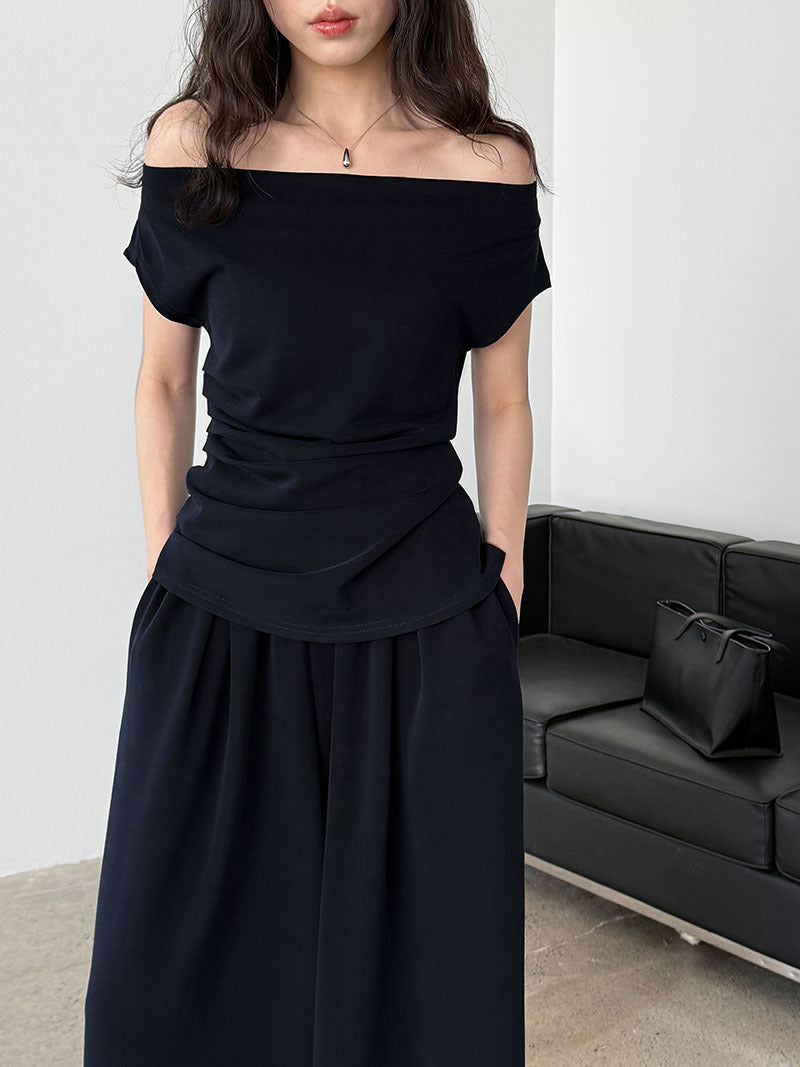 drape top wide pants set 2color 【NINE7257】