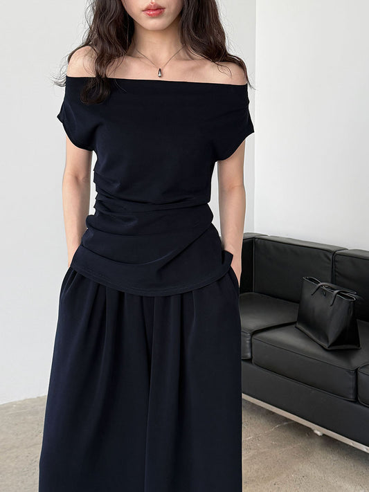 drape top wide pants set 2color 【NINE7257】