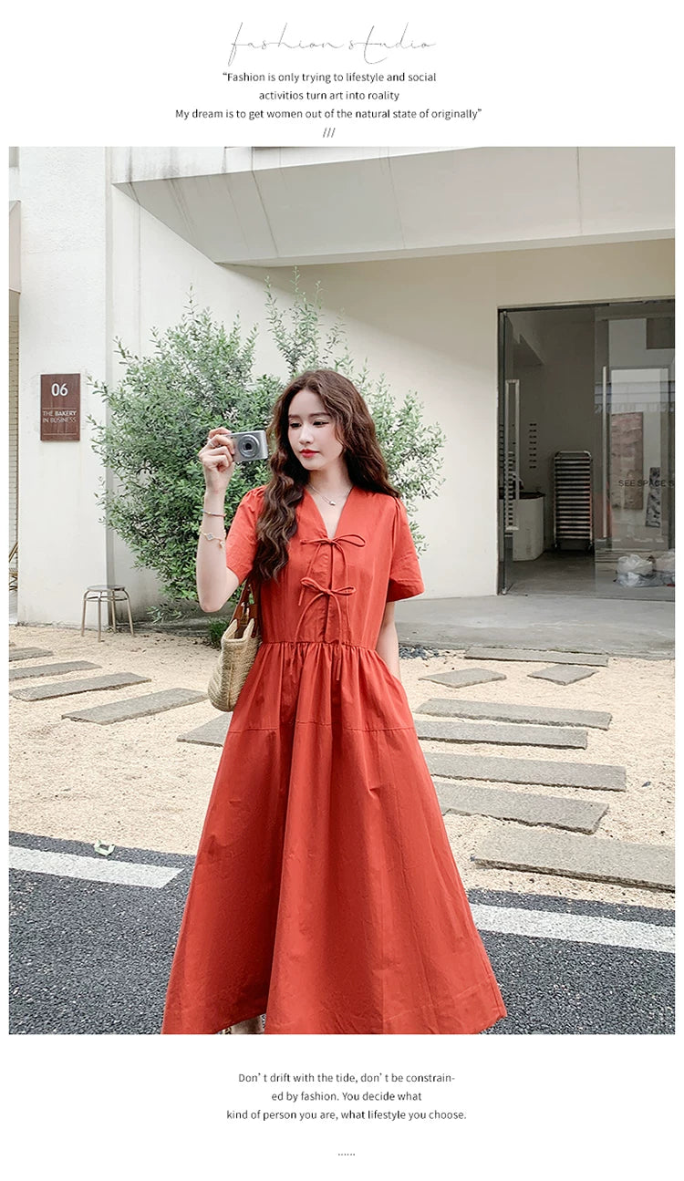 vneck aline french dress 1color 【NINE7135】