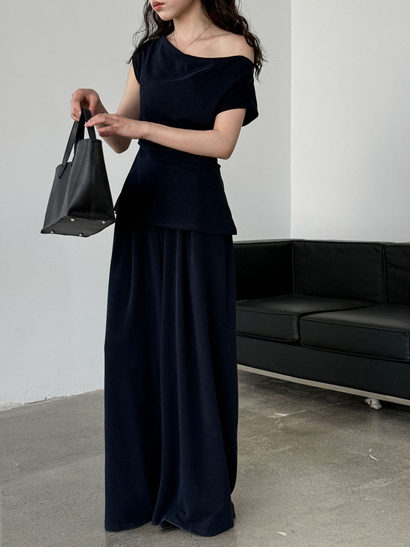drape top wide pants set 2color 【NINE7257】