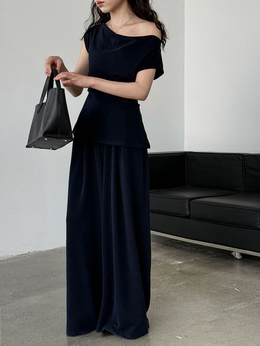drape top wide pants set 2color 【NINE7257】