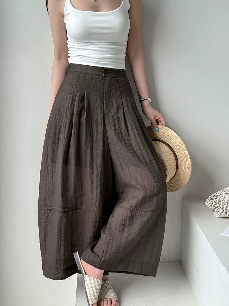 pleated balloon linen wide pants 3color 【NINE7060】