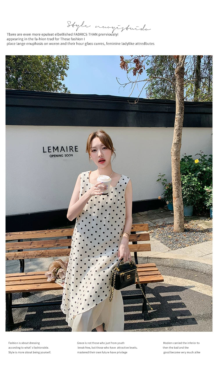 dot tiered layer sleeveless dress 1color 【NINE7138】