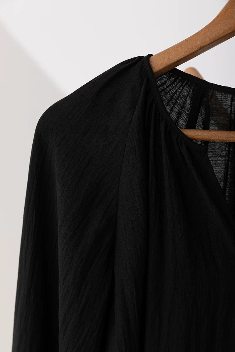 v-neck lantern sleeve loose blouse 14colors 【NINE7214】