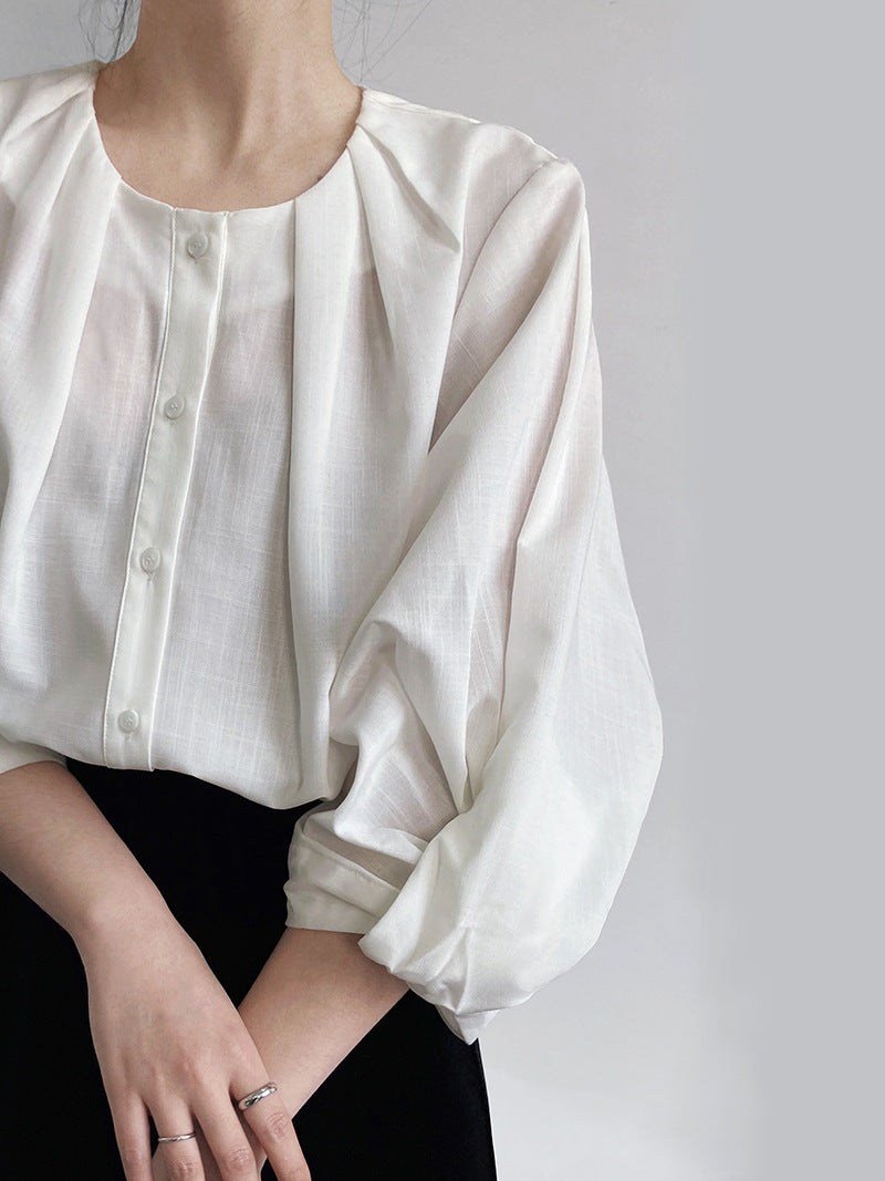 puff sleeve pleated blouse 3color 【NINE7241】