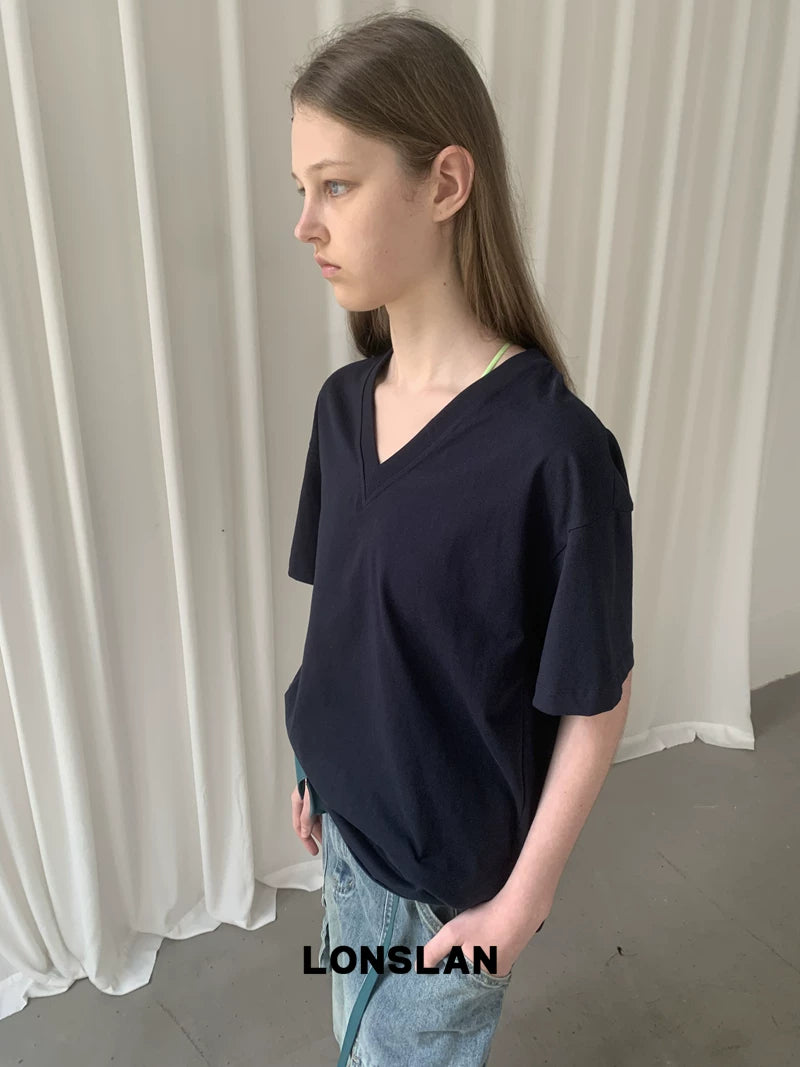 v neck loose cotton t shirt 3color 【NINE7018】