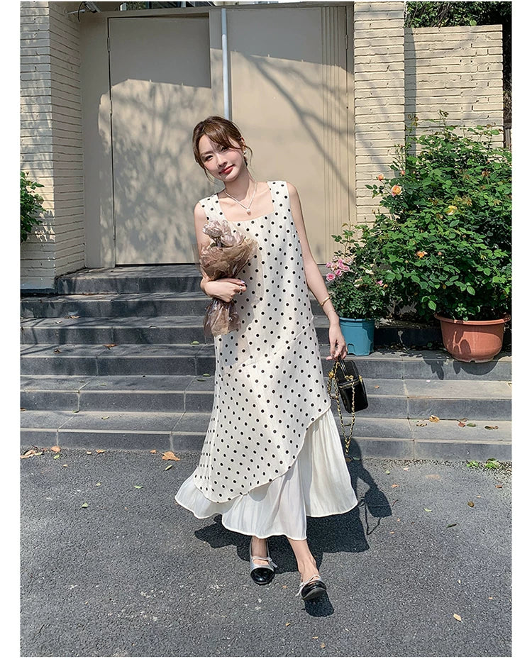 dot tiered layer sleeveless dress 1color 【NINE7138】