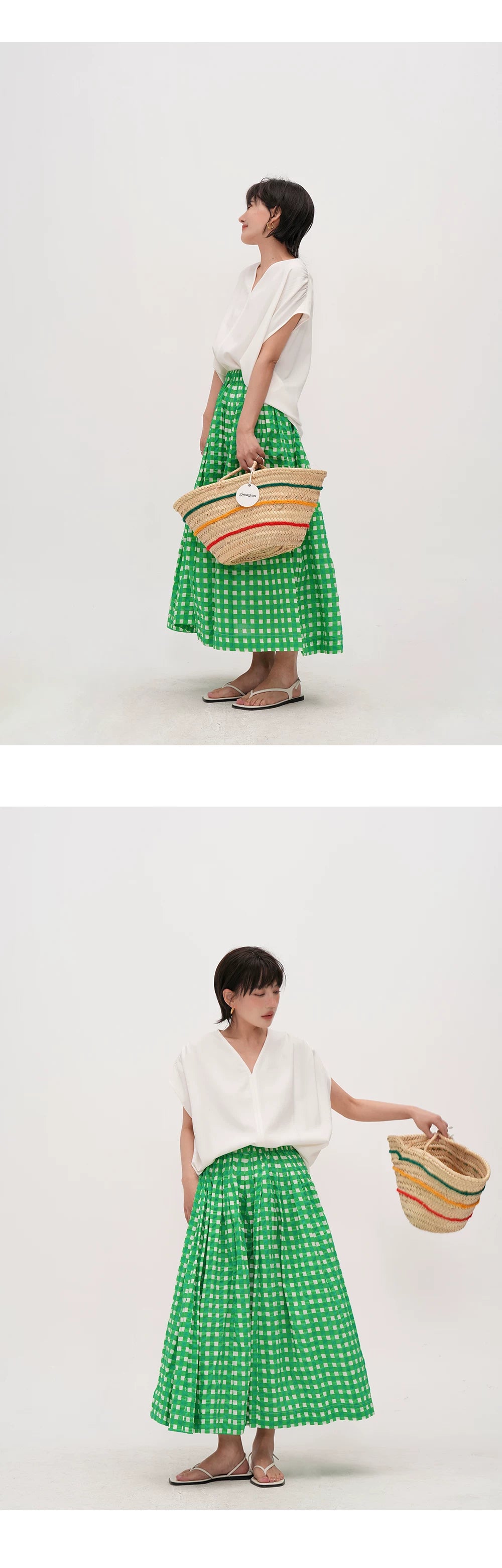 loose Vneck short sleeve tshirt 1color 【NINE7049】