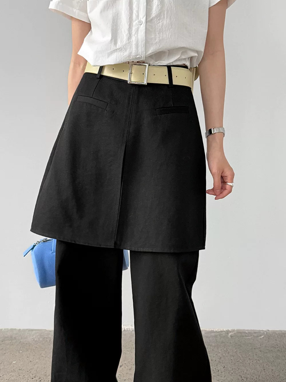skirt layered wide straight pants 2color 【NINE7012】