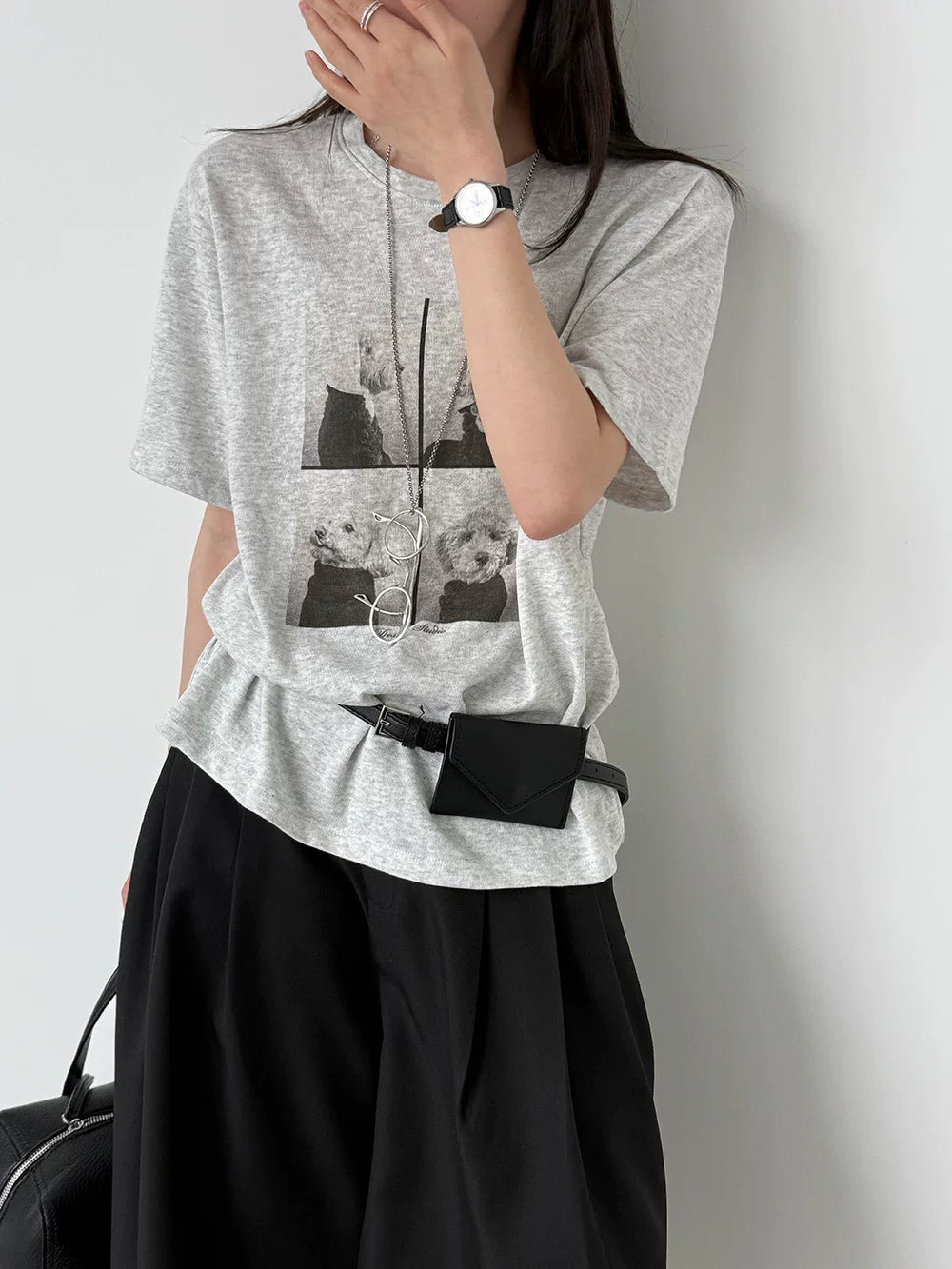 dog photo print casual tshirt 2color 【NINE7080】