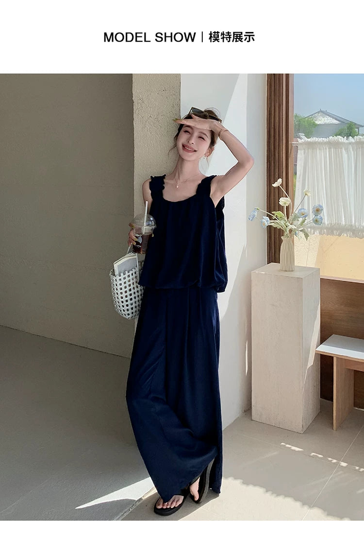 sleeveless cami wide pants setup 1color 【NINE7133】