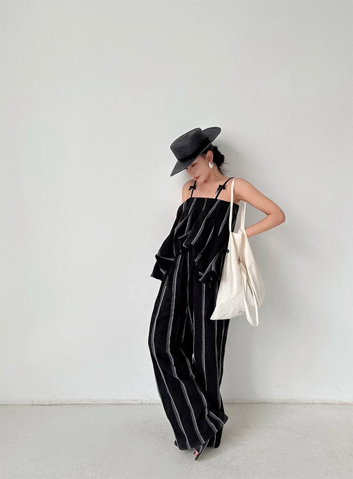 stripe  wide leg pants 1color 【NINE7043】