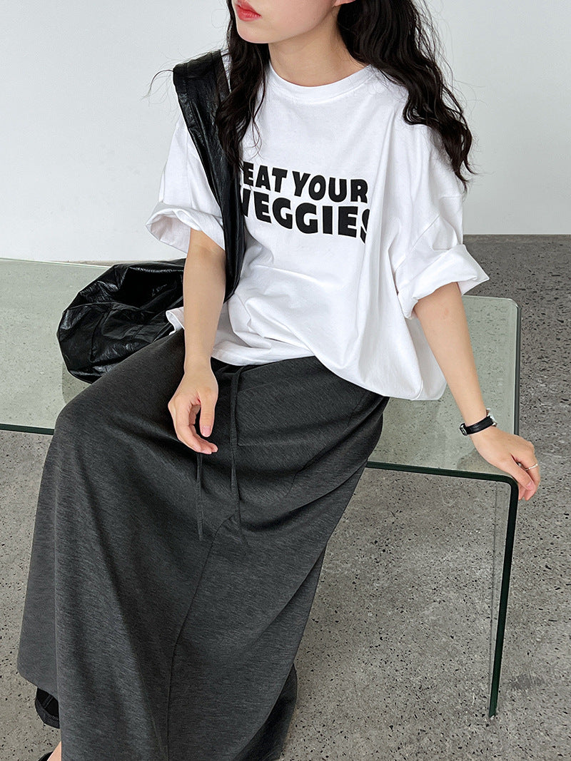 drawstring casual a line skirt 3color 【NINE7239】