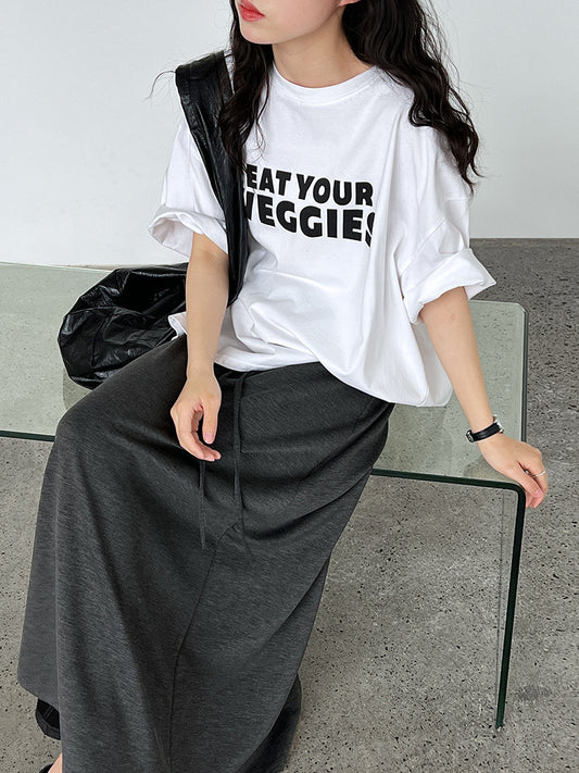 drawstring casual a line skirt 3color 【NINE7239】