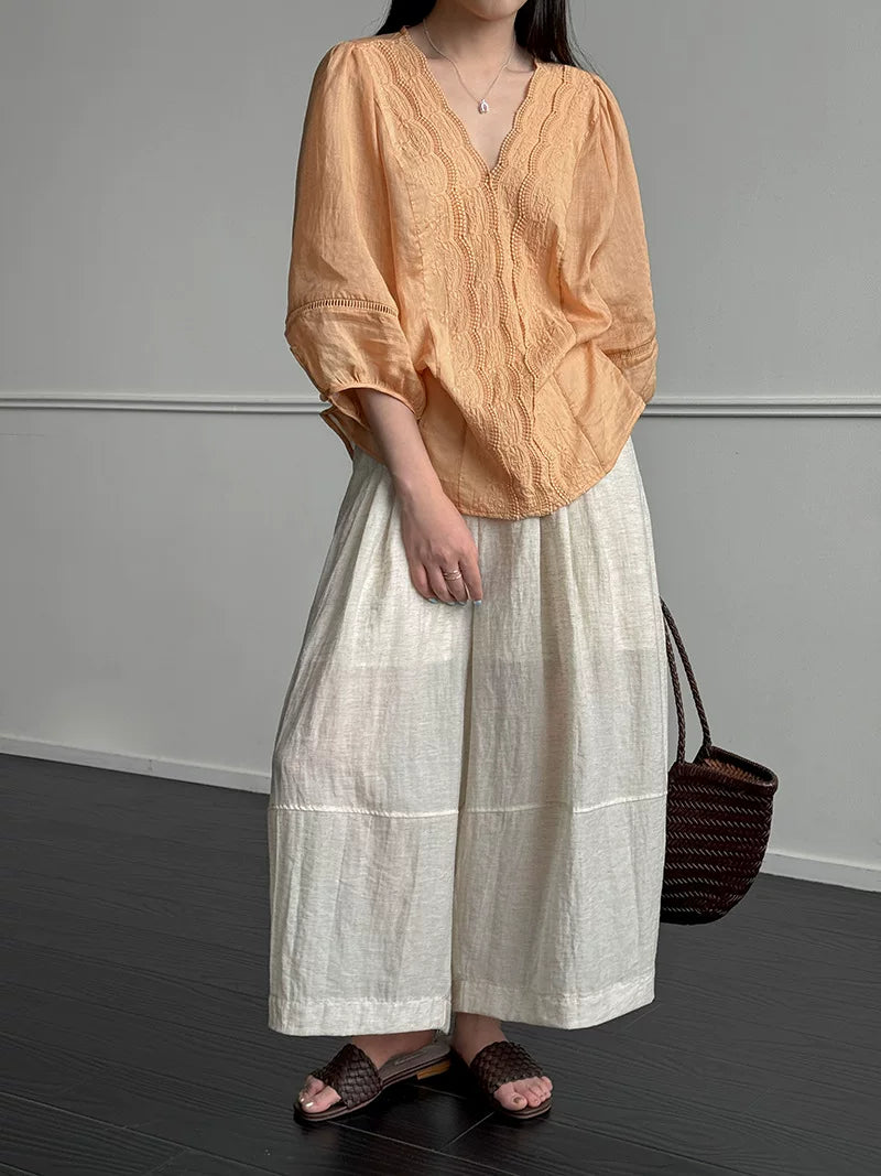 pleated balloon linen wide pants 3color 【NINE7060】