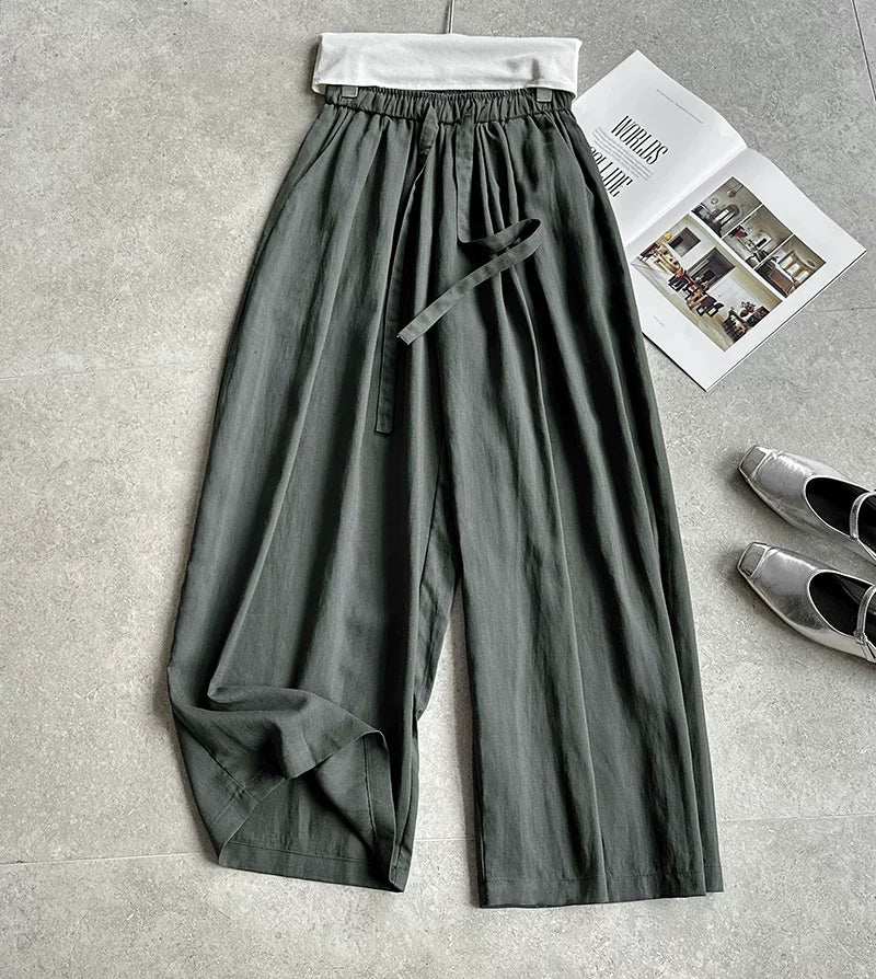 pleated linen wide leg pants 3color 【NINE7065】