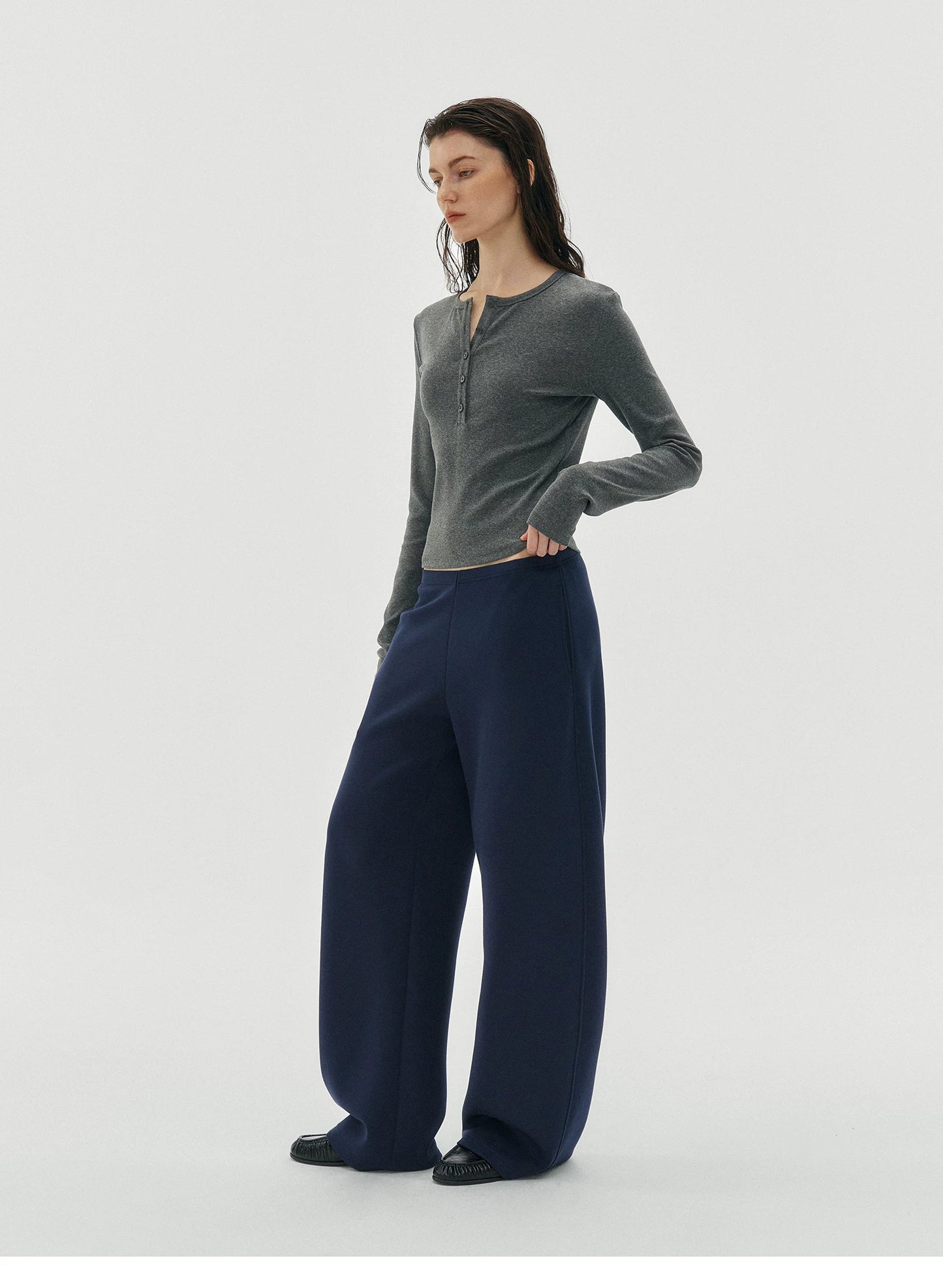 straight wide sweat pants 1color 【NINE7228】
