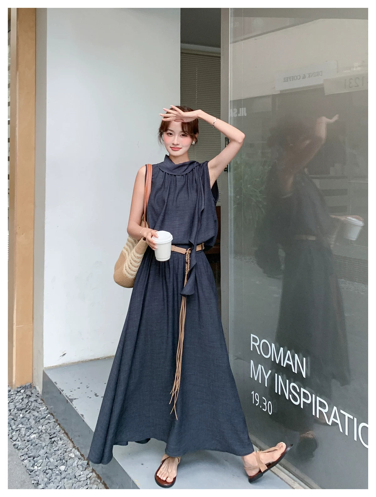 frill stand collar top setup 1color 【NINE7116】