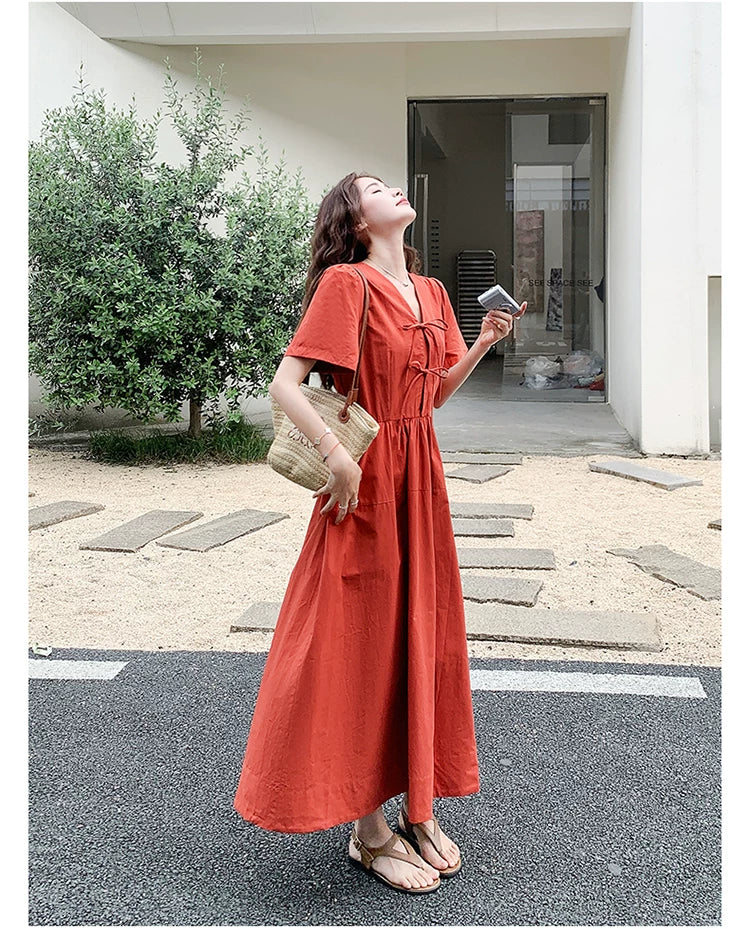 vneck aline french dress 1color 【NINE7135】