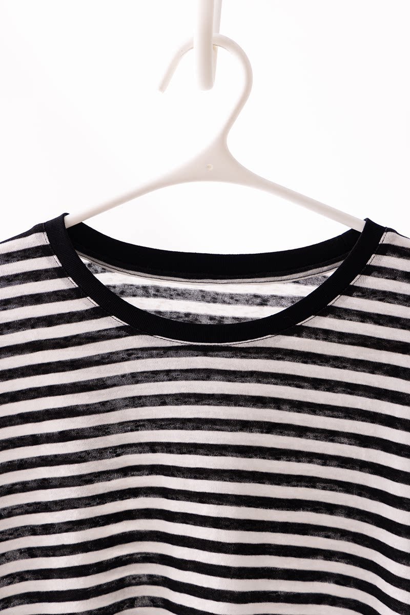 border crew neck loose long sleeve top 1color 【NINE7225】