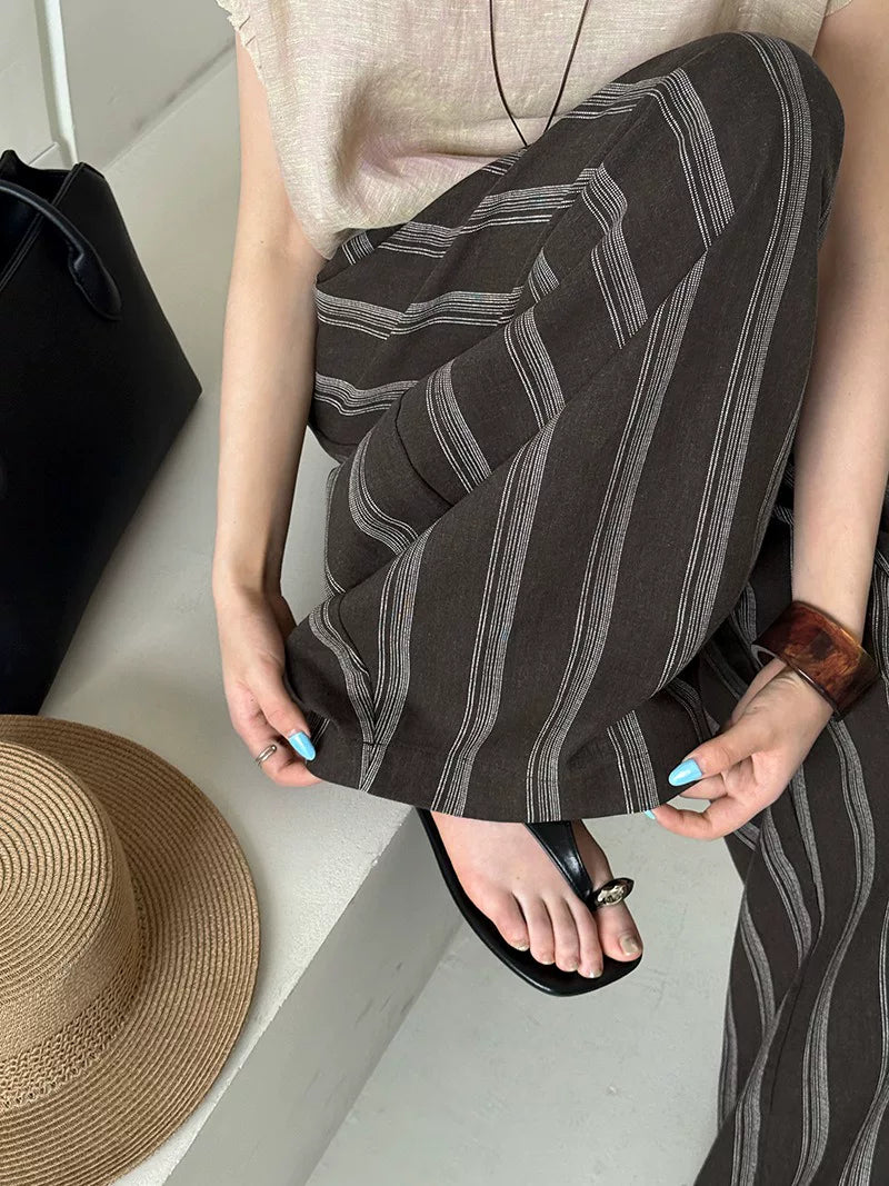 striped wide leg pants 1color 【NINE7022】