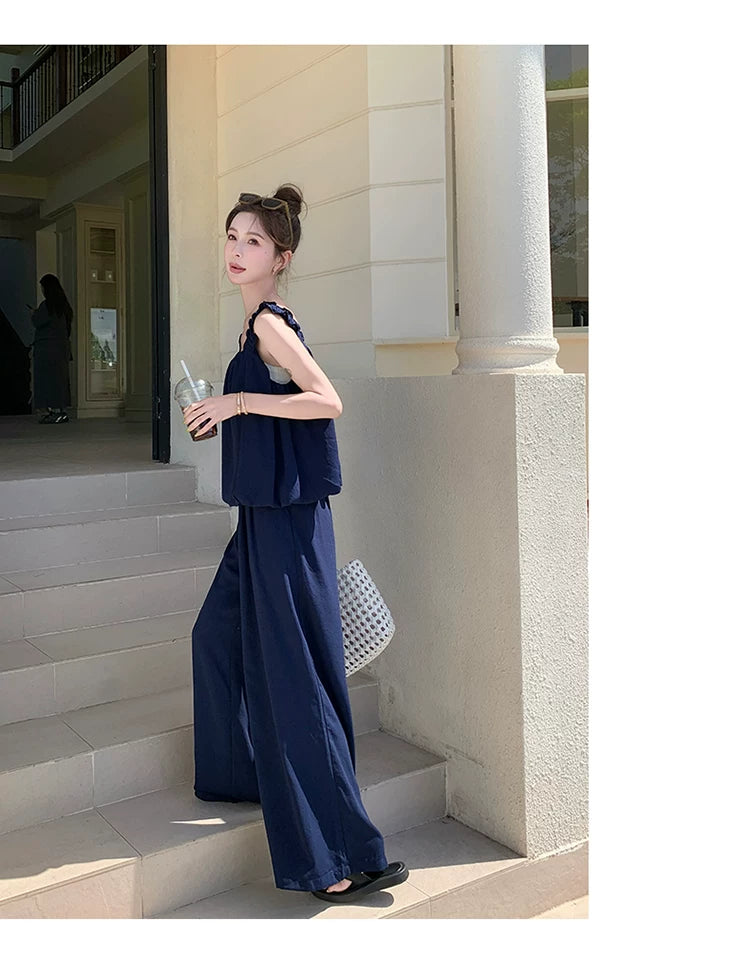 sleeveless cami wide pants setup 1color 【NINE7133】