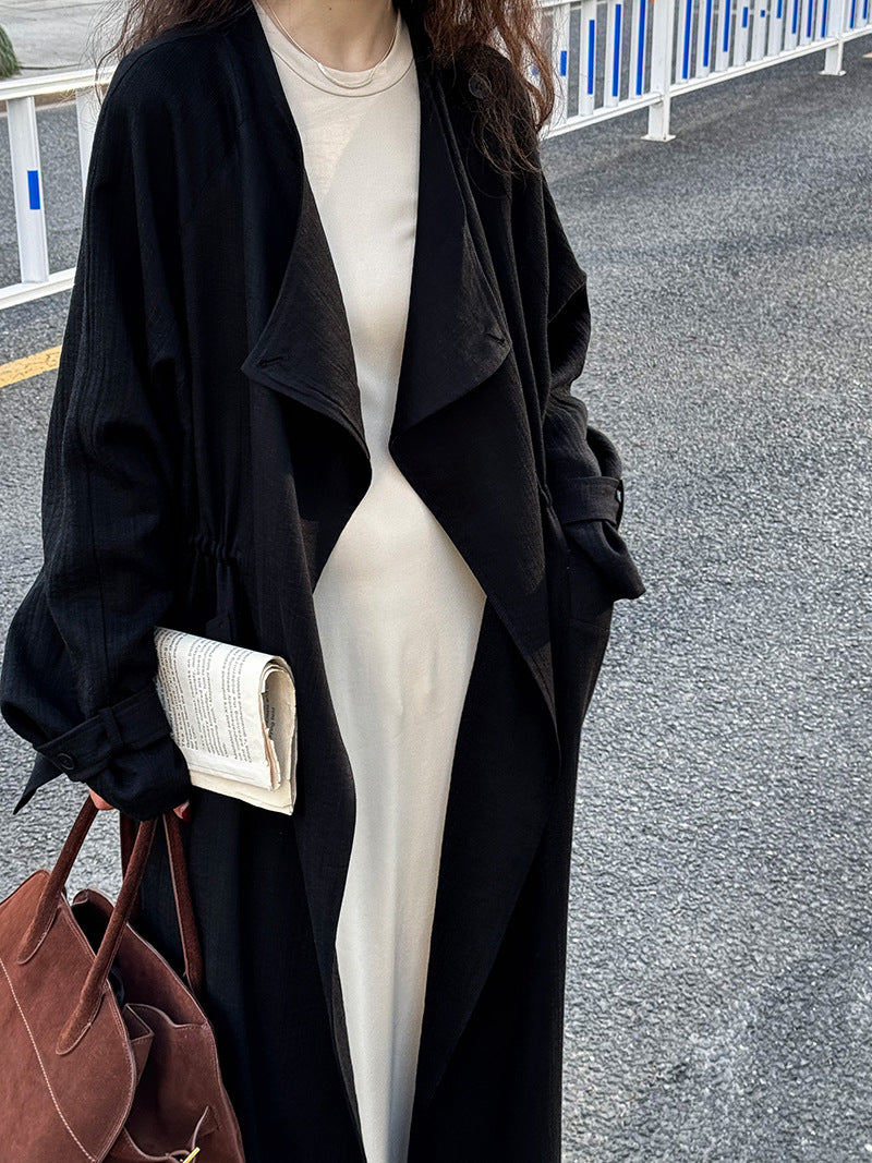 drape collar trench long coat 2color 【NINE7250】