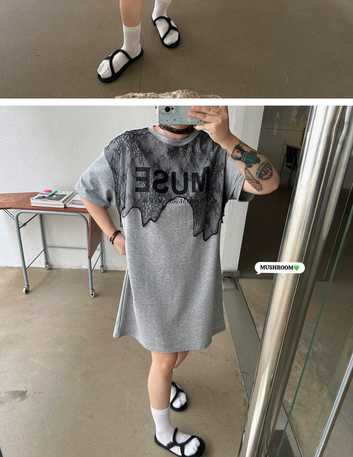 MUSE print lace splicing dress 1color 【NINE7111】