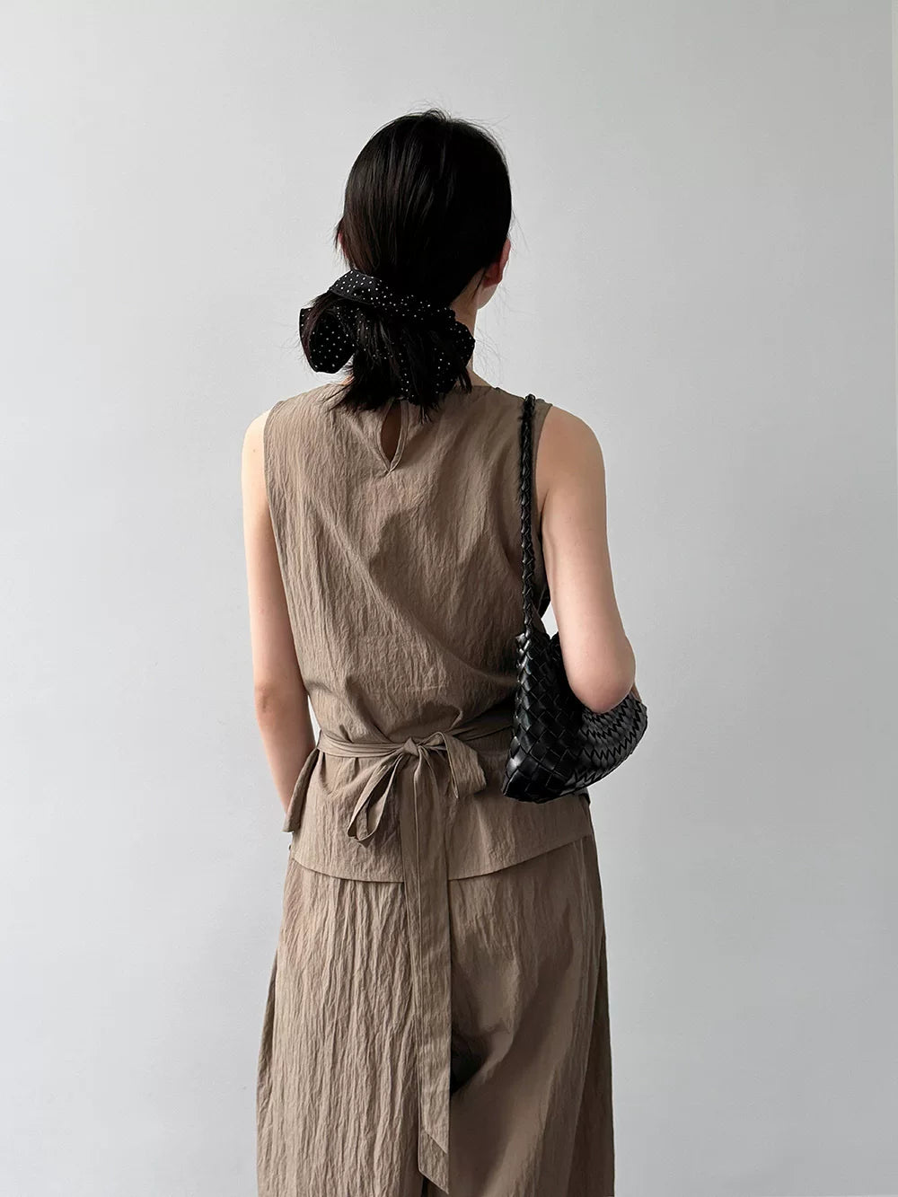 ribbon tops wide pants setup 3color 【NINE7061】