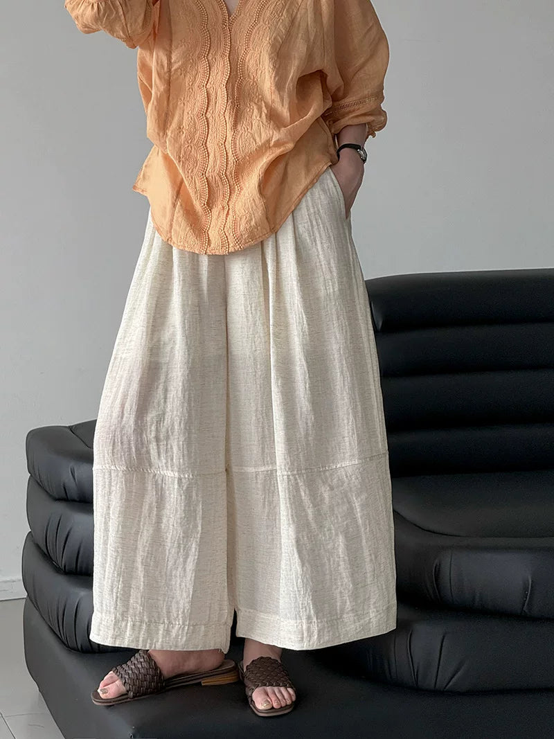 pleated balloon linen wide pants 3color 【NINE7060】