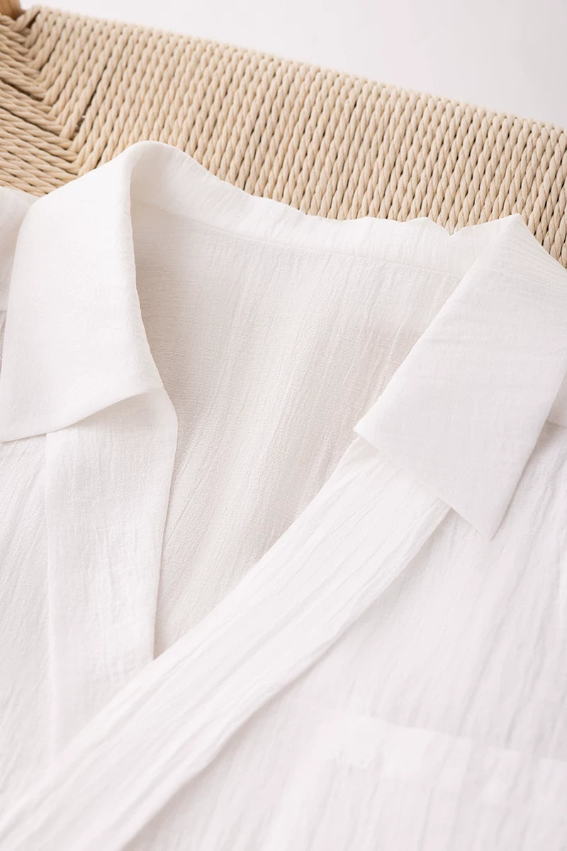 v-neck lapel puff sleeve shirt 3colors 【NINE7215】