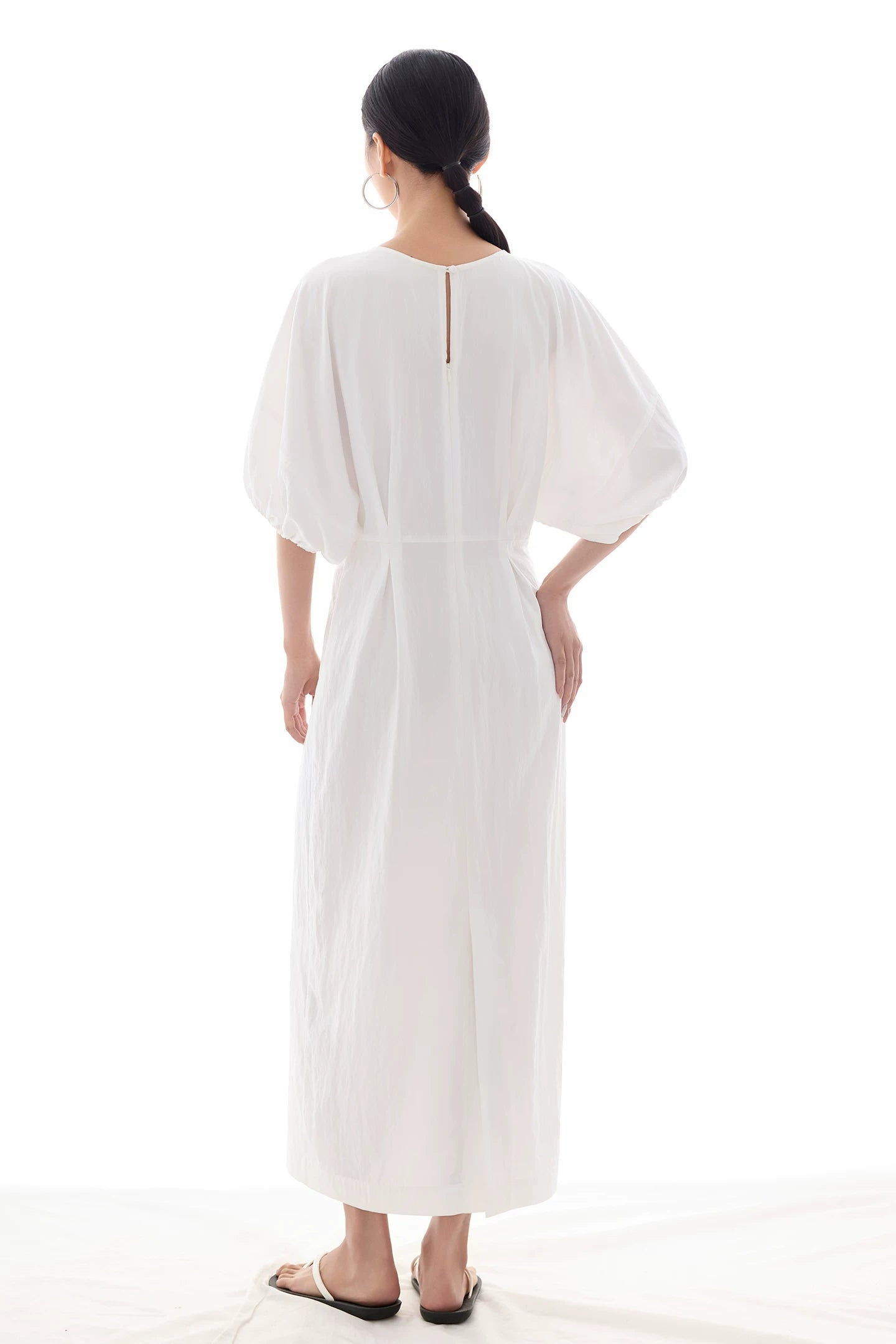 waist gathered  maxi dress 11color 【NINE7213】