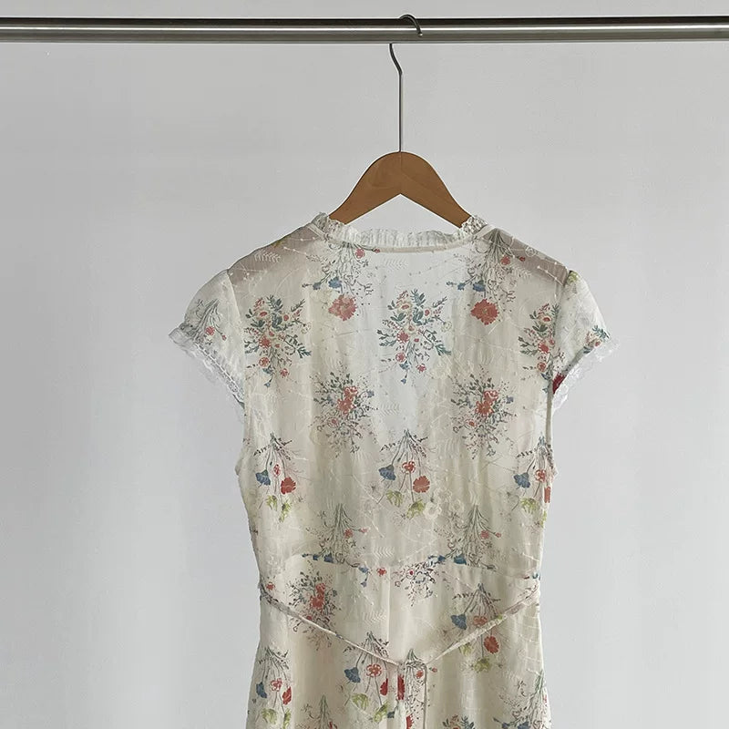 floral v neck maxi dress 1color 【NINE7068】