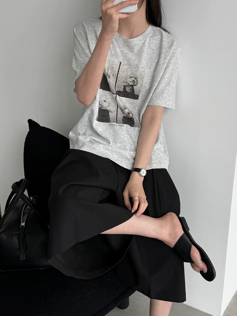 dog photo print casual tshirt 2color 【NINE7080】