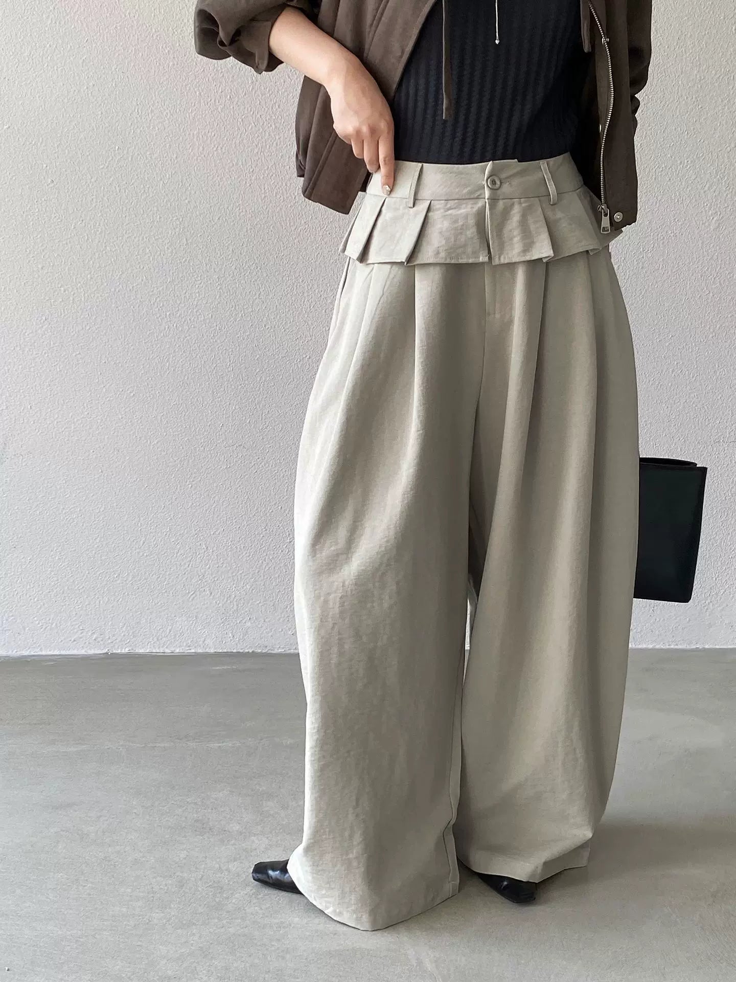 peplum waist tuck wide pants 1color 【NINE7088】