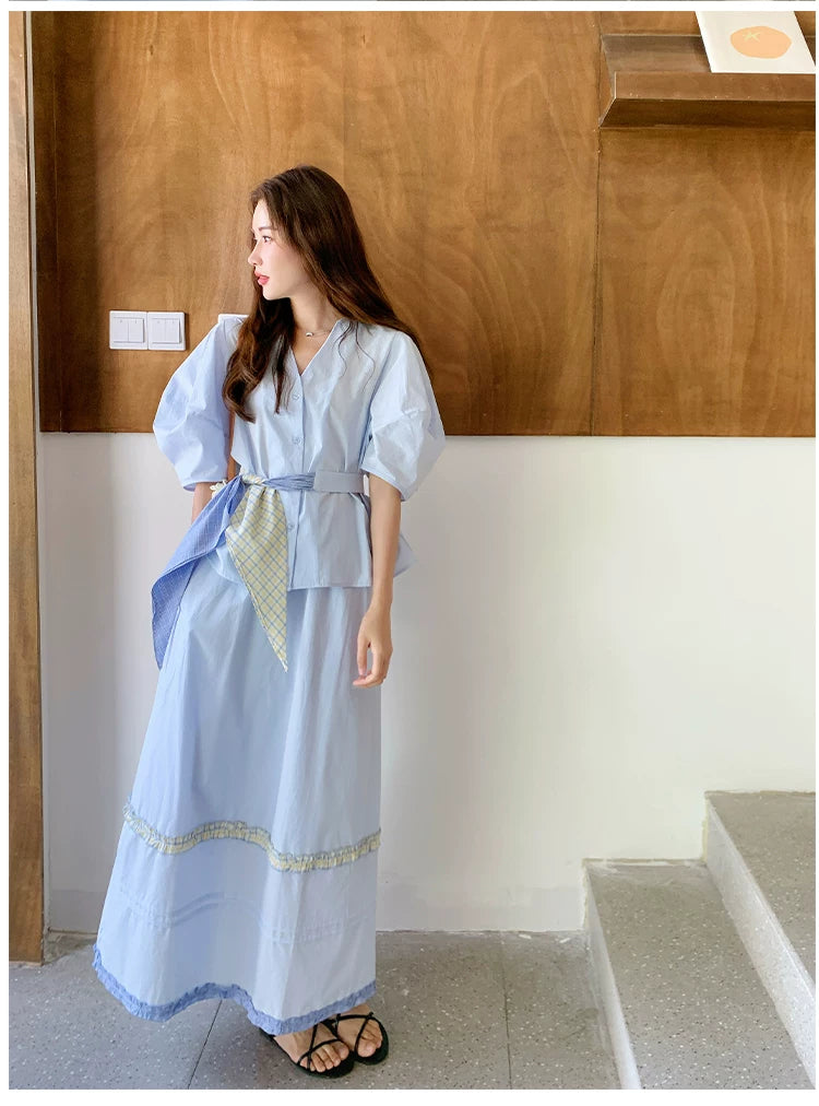 balloon sleeve skirt setup 1color 【NINE7122】
