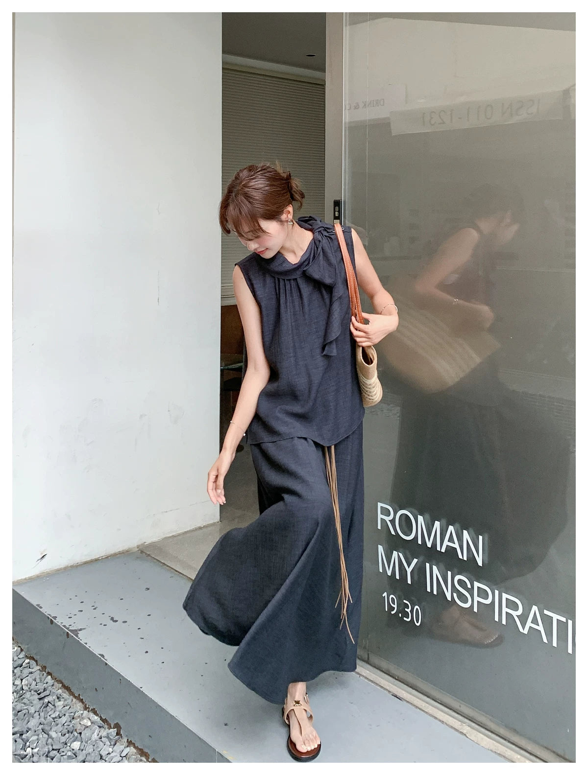 frill stand collar top setup 1color 【NINE7116】