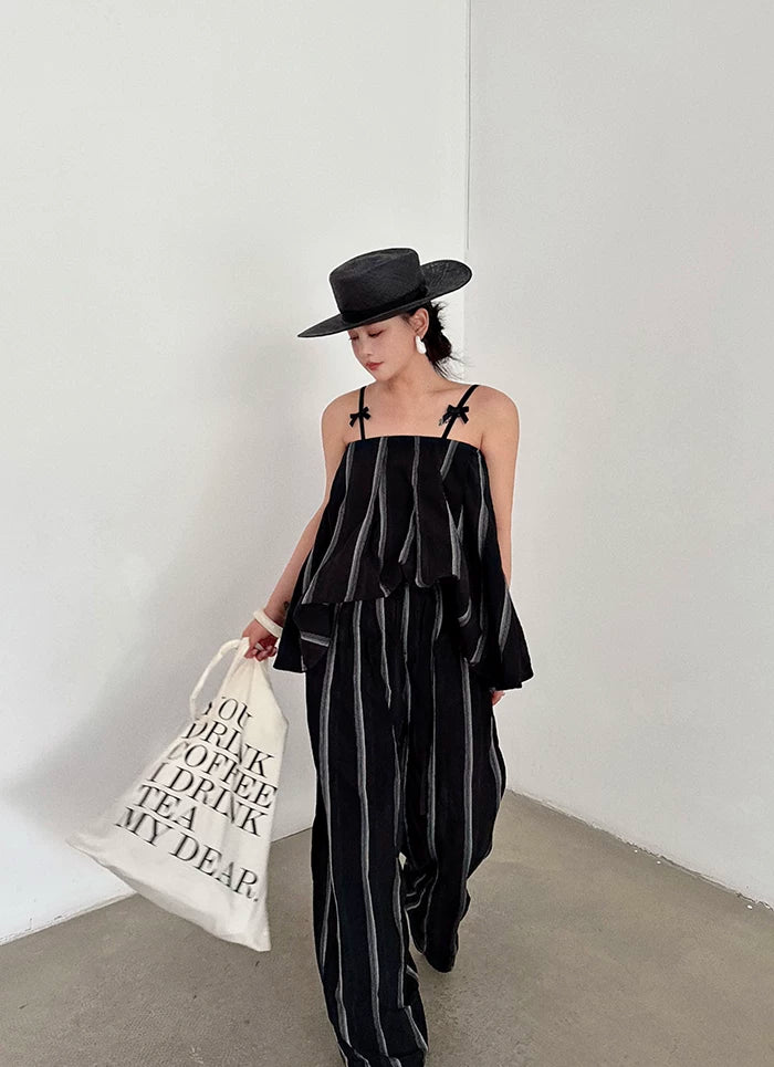 stripe  wide leg pants 1color 【NINE7043】