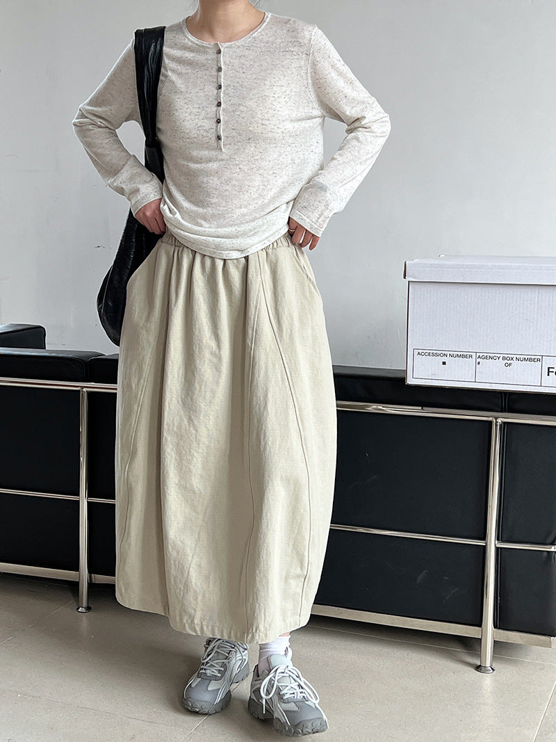 panel flare long skirt 3color 【NINE7264】