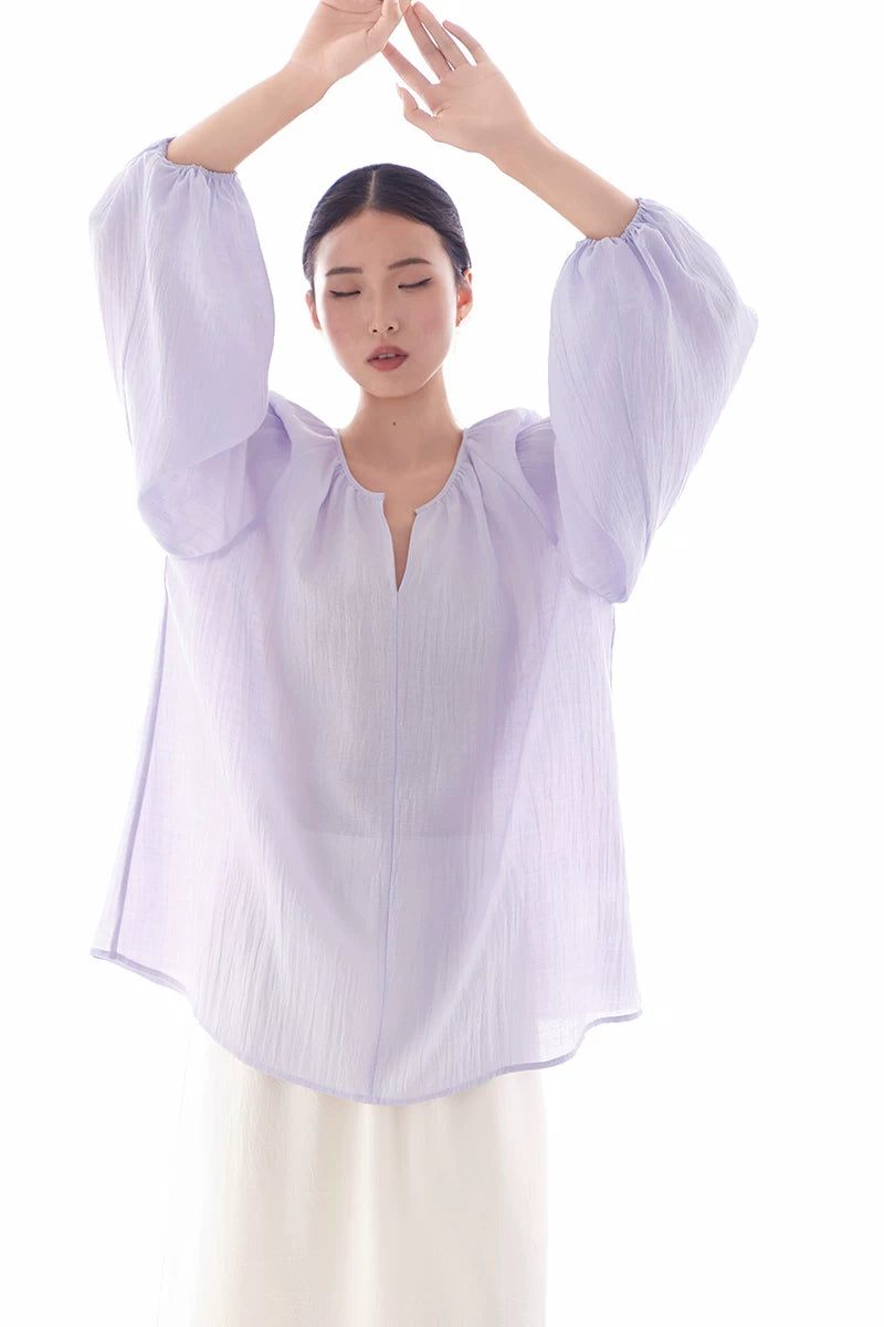 v-neck lantern sleeve loose blouse 14colors 【NINE7214】