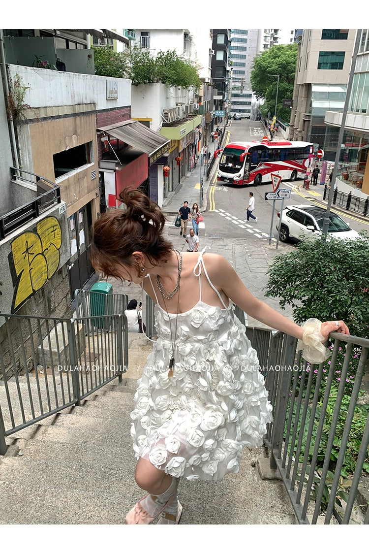 3d rose cami mini dress 2color 【NINE7089】