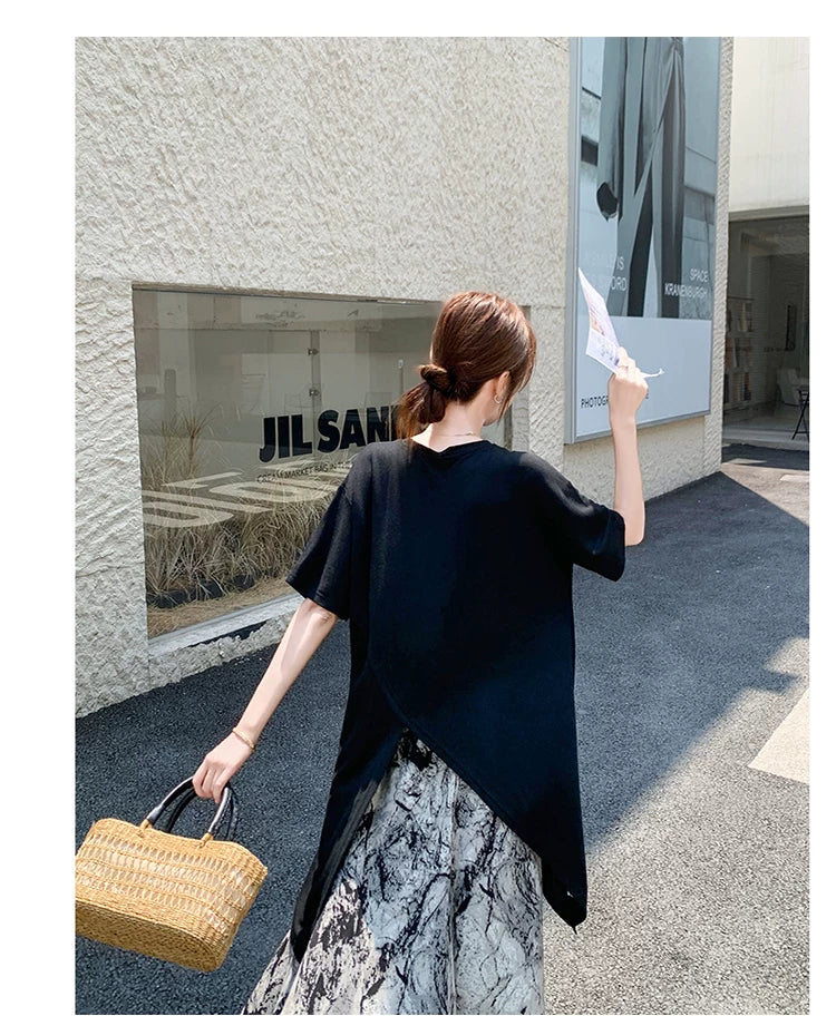 tshirt marble layered dress 1color 【NINE7126】