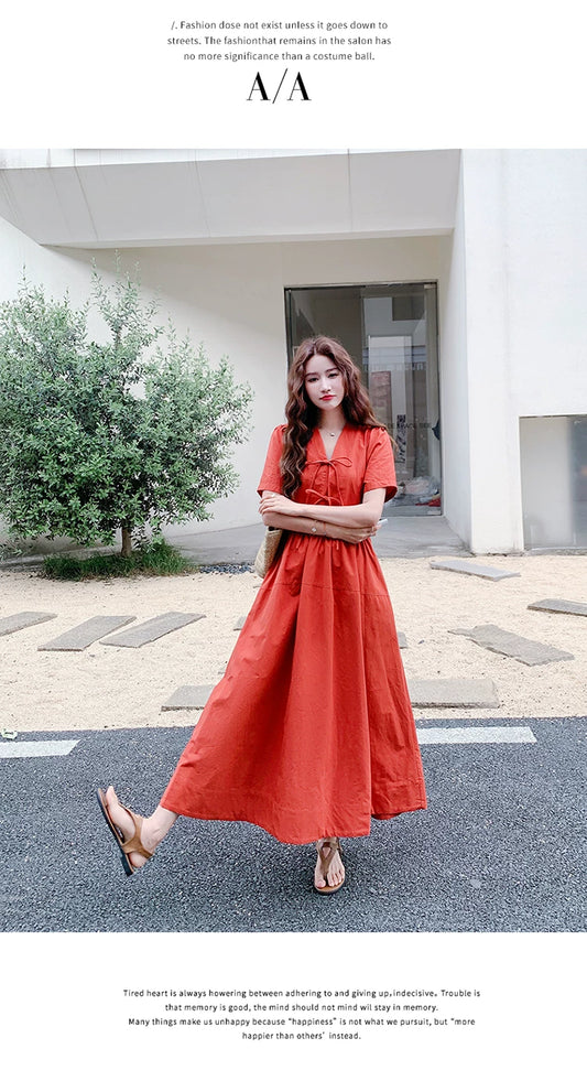 vneck aline french dress 1color 【NINE7135】
