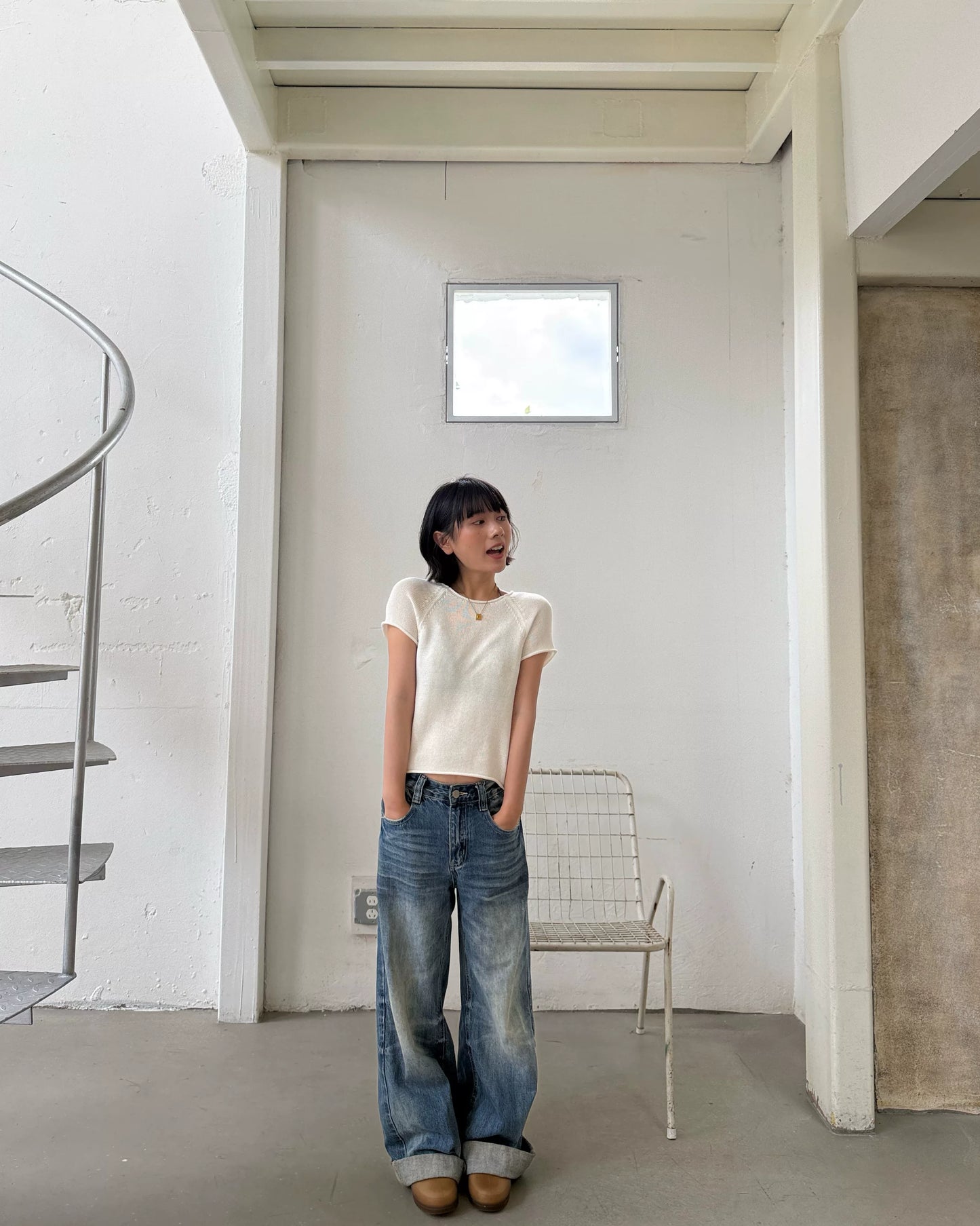 minimal short sleeve knit top 3color【NINE7004】